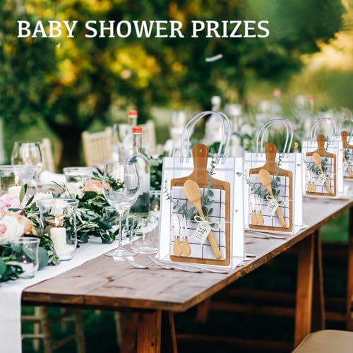 12 Set 108 Pcs Baby Shower Prizes for Game Winners Baby Shower Favors for Guests Gift Bamboo Cheese Board Set with Gift Bags Spoon Knives Forks Plaid Towel Thank You for Party Wedding Bridal Favor - Image 7
