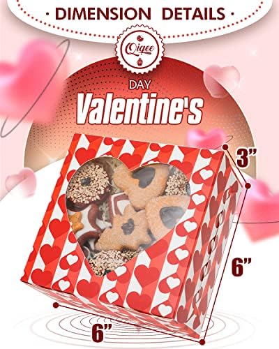 qiqee Valentine Bakery Box with Original Unique Design 60packs 6x6x3 Cookie Boxes Pastry Box for Valentine's Day - Image 6