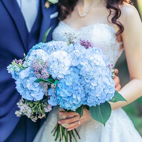 Auihiay 204Pcs Blue Hydrangea Artificial Flowers Bulk, Faux Hydrangeas - Image 5