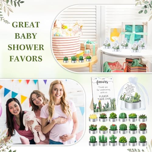 Mtlee 36 Sets Baby Shower Favors for Guest, Succulent Candle Bulk, Cactus - Image 7