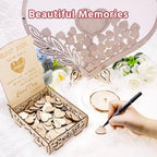 Wedding Guest Book Alternative, Rustic Heart Shaped Wooden Guest Book with 100 Wooden Hearts Tree for Wedding Party Birthday, Personalized Wedding Decor with Guest Sign-In Box & Heart Frame for Photo - Image 6