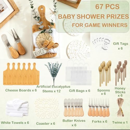 67Pcs Baby Shower Prizes Bulk Gift for Guests Cheese Board for Game Winners - Image 2