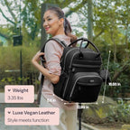 BabbleRoo Leather Diaper Bag Backpack - Baby Essentials Travel Baby Bag, Multi function, with Changing Pad, Stroller Straps & Pacifier Case – Unisex, Black - Image 3