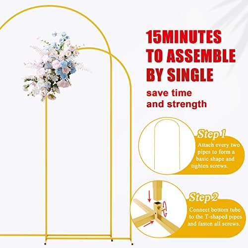 Putros Arch Backdrop Stand, 7.2ft & 6ft, Metal Wedding Arch Stand, Gold - Image 5