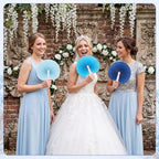 Mifoci 60 Pcs Blue 24 Pcs Round Paper Folding Fans Bulk for Party - Image 4