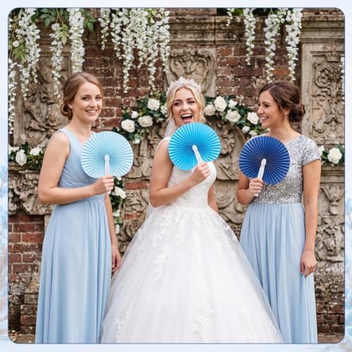Mifoci 60 Pcs Blue 24 Pcs Round Paper Folding Fans Bulk for Party - Image 4