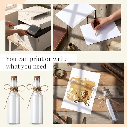 Baderke 48 Pcs 5.6 oz Message Bottles Kit Pirate Party Favors, White - Image 6