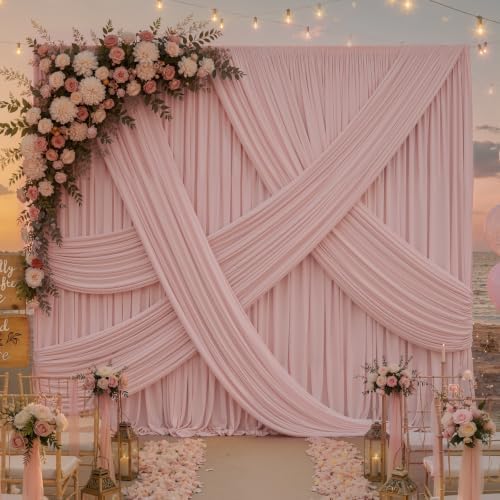 10FTx12FT Dusty Pink Backdrop Curtains for Weddings, Birthdays and Photos - Image 6