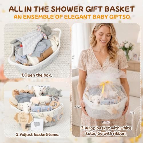 Baby Boy Gift Basket, 21-Piece Newborn Boy Shower Gift, Bath & Grooming(Type - Elephant) - Image 4