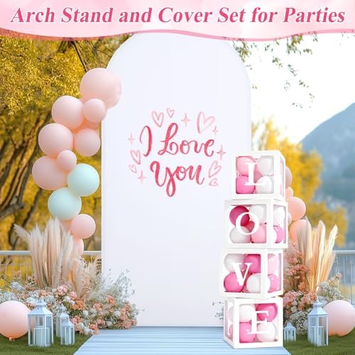 7.2FT Wedding Arch Backdrop Stand and White Cover Set for Party Event Decor - Image 4