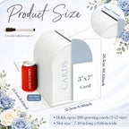 White Arched Wedding Card Box with Blue Standee & Erasable Pen for Party - Image 3