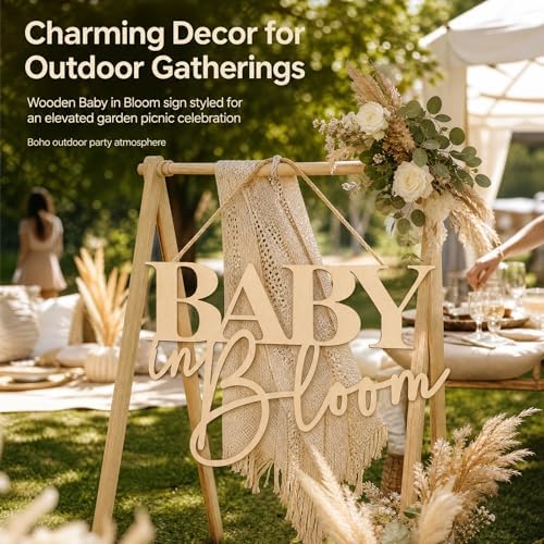 Baby In Bloom Wooden Signs Floral Gender Reveal Backdrop Party Photo Props - Image 2