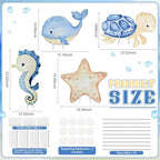 4 Pack Under the Sea Baby Shower Decorations Sea You Soon Baby Shower Decorations 23 Inch Ocean Animal Cardboard Cutout Blue Turtle Seahorse Starfish Shell Stand-ups Photo Booth Props - Image 4