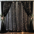 20x8ft Black Tulle Backdrop Curtain with Lights String for Parites, Sheer Backdrop Curtains for Wedding Baby Shower Birthday Party Photo Shoot Decorations by Partisky