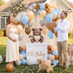 VercanMonth 28in Extra Large Baby Shower Box with Big Bear Foil Balloon and 12in Blue Brown Gold Balloon Set Jumbo Giant Gift Box Decoration Kit with Baby Stickers - Image 5