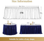 17ft Navy Blue Satin Table Skirt for Rectangle Table Teacher Desk Skirt - Image 4