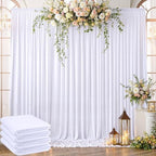 20ft x 10ft Wrinkle Free White Backdrop Curtain for Parties, 4 Panels Silk Polyester White Wedding Drapes for Backdrop 10 ft Photo Back Drop Fabric Cloth for Party Graduation Photography Background by ENJOYYOURPARTY