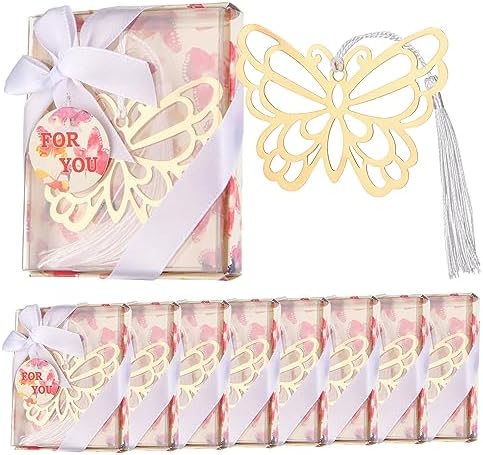 60 Pcs Gold Butterfly Metal Bookmarks with Elegant Silk Tassel, Creative Butterfly Bookmarks with Gift Box, for Book Lover Baby Shower Return Gifts Wedding Party Favors Decorations Guests Souvenirs by wxfdac