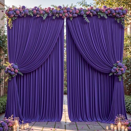 16ftx10ft Wrinkle Free Purple Backdrop Curtain - 10 Feet Photography Backdrop Drapes, Silky Polyester Back Drop Cloth for Wedding Baby Shower Balloon Arch Background by Unknown