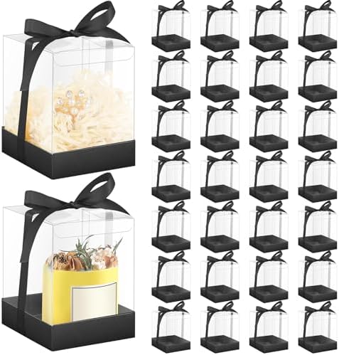 36 Set 3.5x3.5x4 in Candle Gift Package Transparent, Black, 36 Set by Cunno