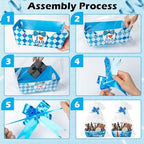 OSNIE Dad Empty Gift Baskets for Father's Day - 24 Sets Happy Father’s Day Blue Basket Bulkor Gifts Empty with Cellophane Basket Bags Ribbons Bows, Dad Theme Party Favors for Anniversary Birthday - Image 3
