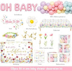 Party Inspo Wildflower Baby Shower Decorations, Baby Shower Decorations for Girl, Wild Floral Baby Shower Decorations, A Little Wildflower is On The Way Baby Shower Backdrop Balloon Cupcake Topper - Image 2
