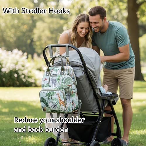 Diaper Bag Backpack for Dad and Mom with USB Charging Port Stroller Straps and Insulated Pocket,army military Travel Nappy Backpack for Daddy/Mommy (Animal Pattern) - Image 6