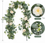 TOCHGREEN 4 Pack Artificial Eucalyptus Flower Garland with White Roses - Image 4