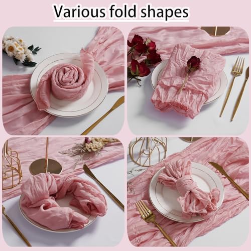 LZY 60 Pack Gauze Cheesecloth Napkins 20x20 Inch Dinner Cloth Napkins, Soft Boho Table Napkins Rustic Wrinkled Cheese Cloth Napkins Bulk for Wedding Party Baby Shower Event Decor (Dusty Pink) - Image 5