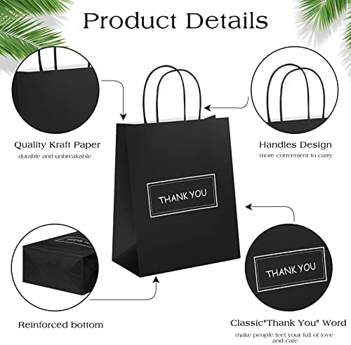Handepo 100 Pcs Thank You Paper Bags with Handles, 8 x 4 x 10 in - Image 4