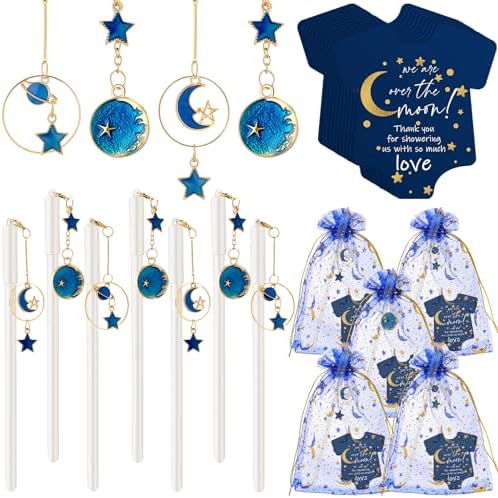 Engrowtic 50 Sets Twinkle Baby Shower Favors Moon Star Pendants Pen by Engrowtic