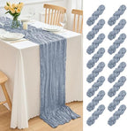 16 Pack Dusty Blue Cheesecloth Table Runner 21.5 x 120 Inches Boho Gauze Table Runners 10FT Long Cheese Cloth Table Runner for Bridal Shower Baby Shower Birthday Party Wedding Decor by Unknown