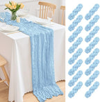 16 Pack Baby Blue Cheesecloth Table Runner 21.5 x 120 Inches Boho Gauze Table Runners 10FT Long Cheese Cloth Table Runner for Bridal Shower Baby Shower Birthday Party Wedding Decor by Unknown