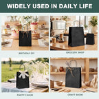 METRONIC 500 Pack Black Paper Bags 5.25x3.75x8 inch,Small Kraft Craft Gift Bag Bulk with Handles,Recycled for Boutique Holiday Grocery Welcome Party Favor Shopping Merchandise Takeout bags - Image 4