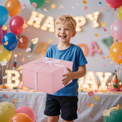 UoeRing 2Pcs Pink Extra Large gift box with lids 16.5×13×8 Inches gift boxes for presents,Birthday Box (include Ribbon, Paper Shred Filler Gift Card & Envelopes) - Image 6