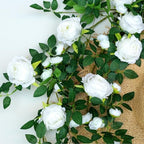 2 PCS 12FT Bendable Flower Garland, Fake Rose Vine for Home Decor,White - Image 2