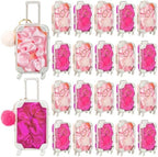 LemonRoad 60 Pcs Mini Empty Suitcase Box with Plush Keychain, 2 Pink by Unknown