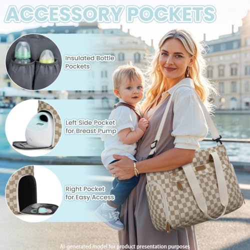 Pritent Baby Diaper Bag Tote,Waterproof Maternity Breast Pump Bags for Mom - Image 5