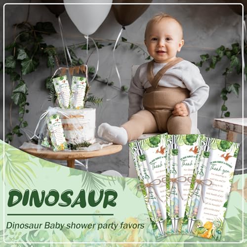 145 Pieces Dinosaur Baby Shower Favors for Guest It's a Boy Ballpoint Pens and Keychains Gifts for Boys Bulk Retractable Baby Shower Pens Gender Reveal Thank You Cards Souvenir Party Favors - Image 5