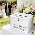 Valband Extra Large Card Box with Lock, Elegant White Wedding Card Boxes for Reception Monetary Envelope, Big Gift Cards Box Holder for Party Engagement Bridal Baby Shower Graudation Table Decor - Image 6