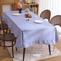 vctops Farmhouse Blue Gingham Ruffle Table Cloth, Boho Cotton Linen Tablecloth, Washable Table Cover for Rectangle Table Baby Shower Kitchen Party Wedding Decor (Blue,70"x102") by vctops