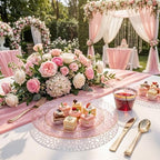 175PCS Pink Plastic Plates for 25 Guests, Disposable Plates for Party, Heavy Duty Disposable Plate Set Include: 25 Dinner Plates, 25 Dessert Plates, 25 Cups and Cutlery for Mother's Day - Image 5