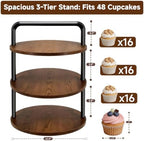 Cupcake Stand, 3 Tier Large Rustic Wooden Cupcake Tower for 50 Cupcakes - Image 2