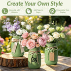12 PCS 16oz Glass Mason Jars Flower Vases for Centerpieces, Green - Image 4