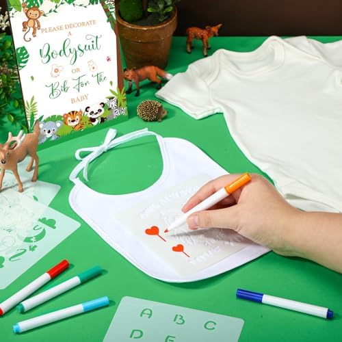 Panitay 100 Pcs White Baby Bodysuits Bibs Kit 25 Guests - Image 2