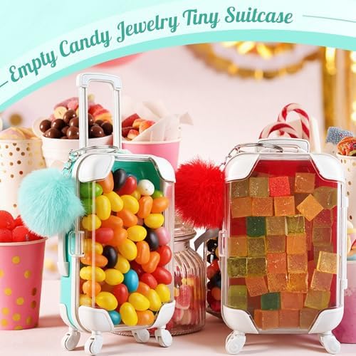 VioraWhite 40 Pcs Mini Suitcase Empty Box and Plush Ball Set, Red,Green - Image 5