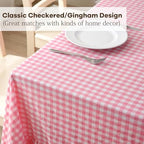 Coral Pink White Gingham Ruffle Tablecloth Rectangular 120“x60 - Image 5