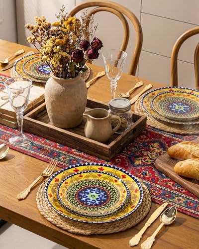 Hioasis Yellow Plastic Plates, Boho Plates, 60 Pcs for 30 Guests - Image 7