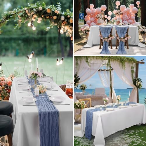 30 Pack Dusty Blue Cheesecloth Table Runner 9FT Rustic Sheer Table Runners 17x108 Inch Gauze Boho Runner for Wedding Bridal Baby Shower Birthday Party Table Decorations - Image 7