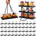 Thenshop 40 Pcs Clear Cupcake Boxes 9x3x3 in 3 Compartment Holder,Black by Thenshop